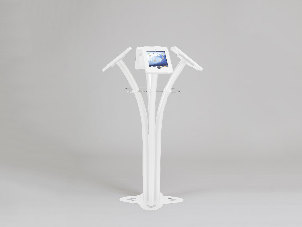 MOD-1338 Portable iPad Kiosk -- White-- Aluminum Base