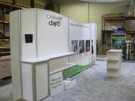 Custom eSmart 10x20 with Curved Metal, Fabric Graphics, Shelving, Storage, Monitor Mount, and Custom Wire Graphics -- Image 2