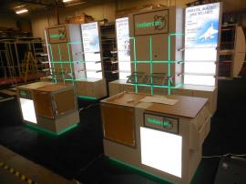 Custom Inline Exhibit with Shelving, Counters, Product Displays, Storage, Lightboxes, and Programmable LED RGB Lighting -- Image 2