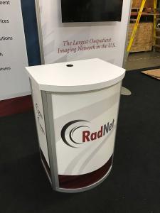 RENTAL: RE-1221 Curved Pedestal with Sintra Graphics