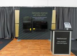 SEG Fabric Exhibit with Monitor Mounts and MOD-1551 Counter