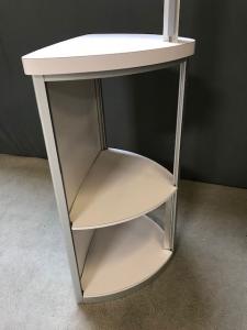 RENTAL:  RE-1588 Monitor Stand with Graphics and Open Back with Shelves
