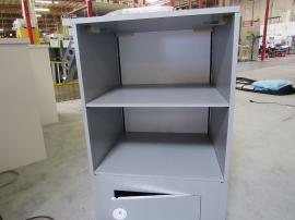 MOD-1543 Modular Backlit Counter with Rear Shelves and Locking Storage