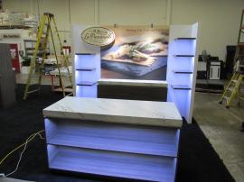 (4) Custom 10 x 10 Exhibits for a 20 x 40 Booth Space with Shelves, Product Counters, Locking Storage, and LED Accent Lights