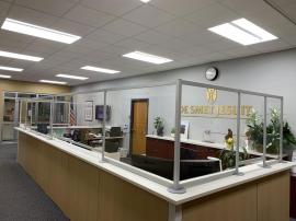 Custom Reception Desk Safety Dividers with Engineered Aluminum and Acrylic