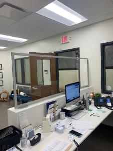Office Safety Partition for a Desk with Clear Acrylic Insert