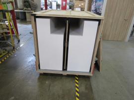 (6) Custom Wood Counters with Locking Storage and Shipping Crates