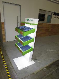 Custom Product Display with Slanted Trays and LED Accent Lights