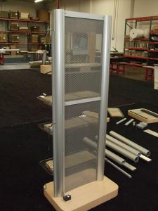 MOD-1253 Tower with Plex Shelves, Perforated Metal Inserts, and Metal Brochure Holders -- Back